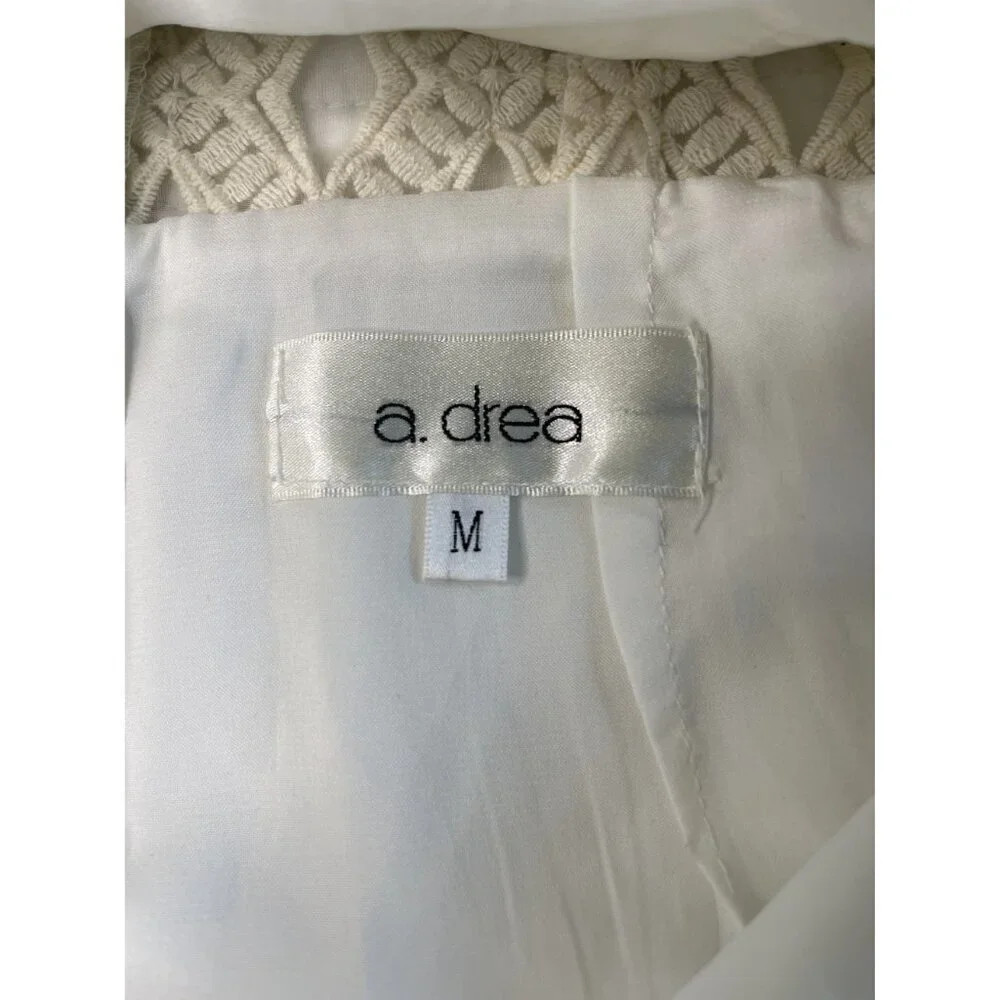 a.drea Sleeveless Ivory Beaded Fit & Flare Mini Dress Sheer Skirt Party Wedding - Picture 13 of 13